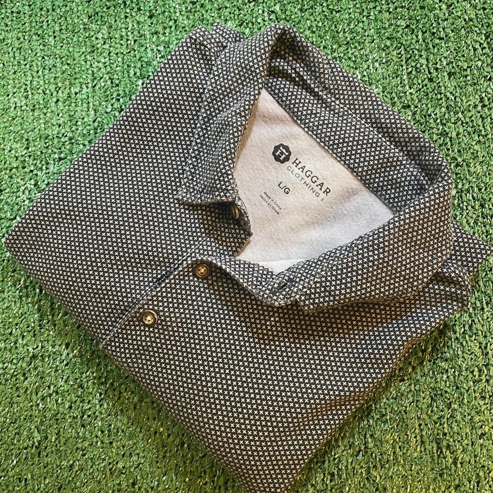 Haggar Men's Golf Shirt Grey Size Large